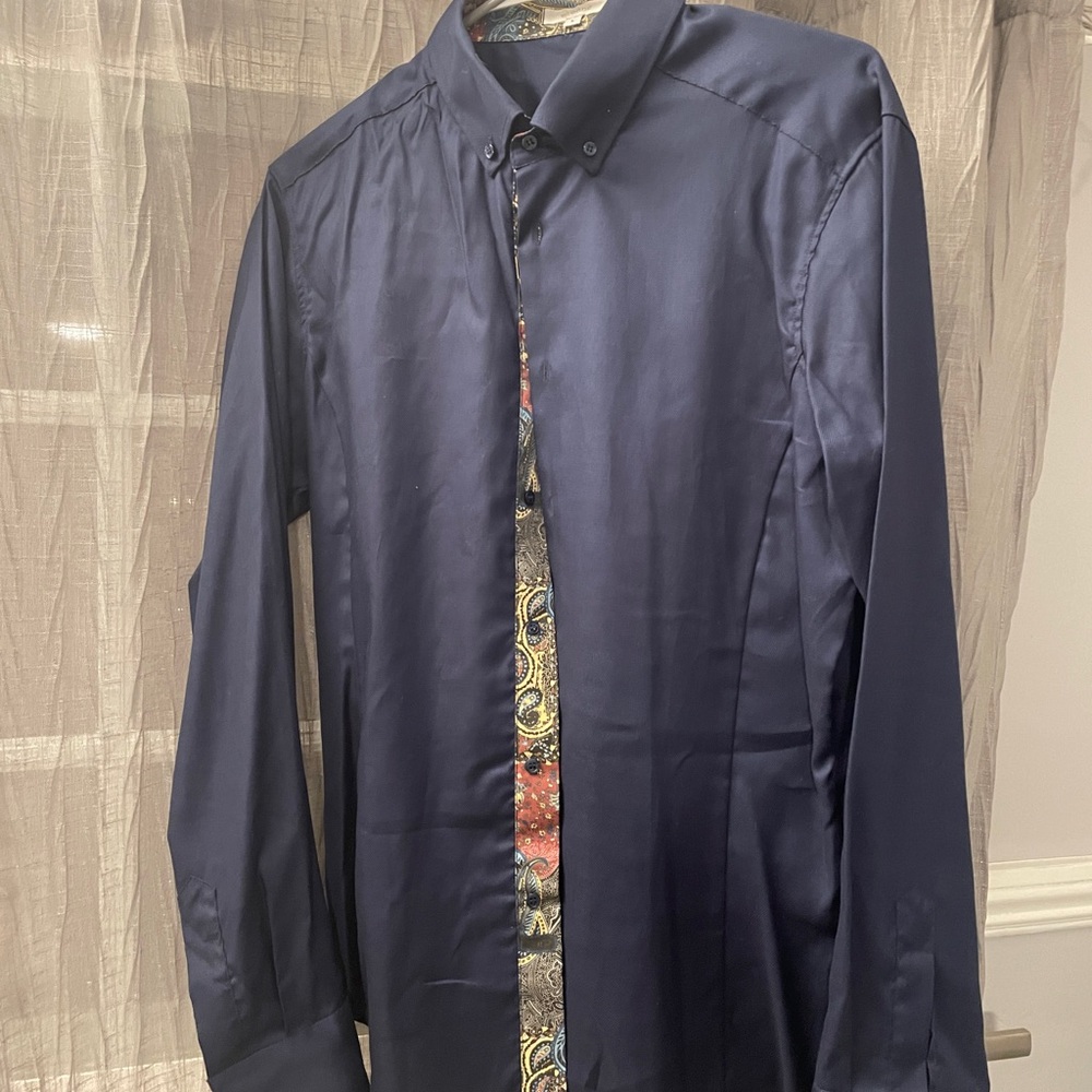 Eterne Men's Navy Dress Shirt